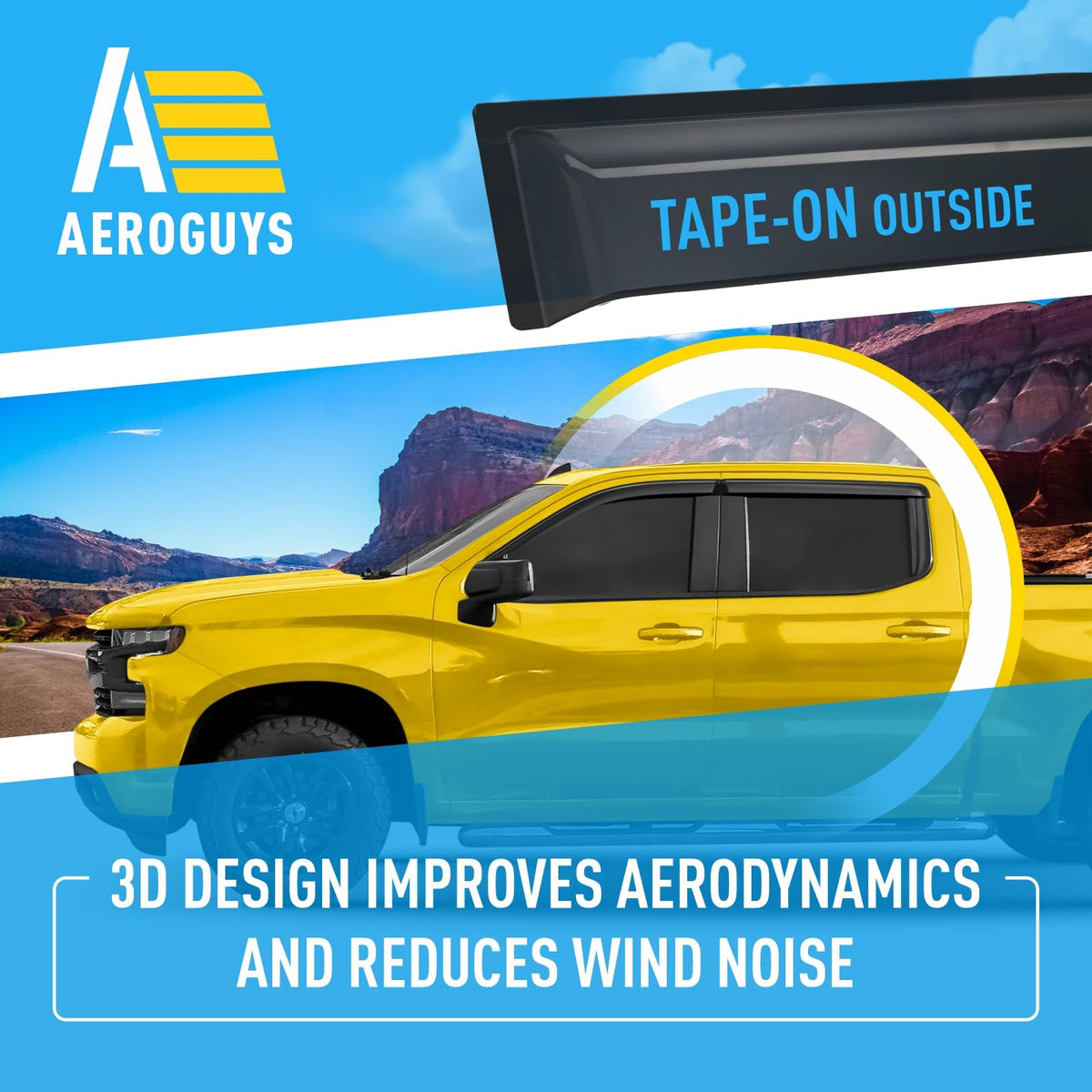 Extra Durable Window Deflectors Tape (For Chevy Silverado 19-27 1500/2500/3500)