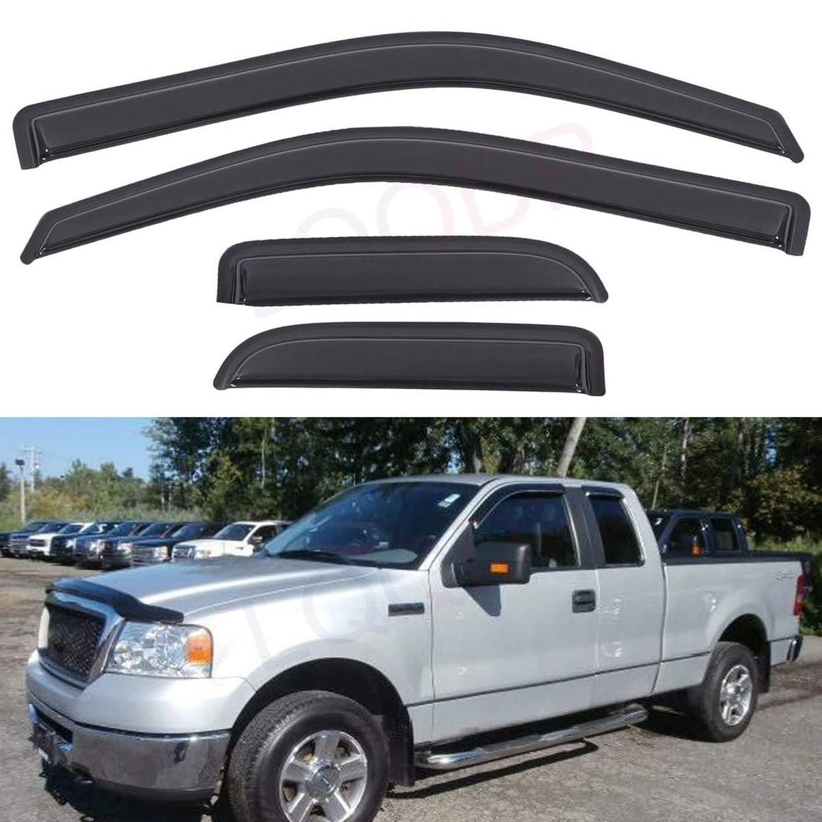 4pcs Window Visors Rain Guards for 2004 (for 2004-2014 Ford F150 Extended Cab)
