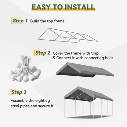 10x20 FT Carport (Gray / 10x20ft)
