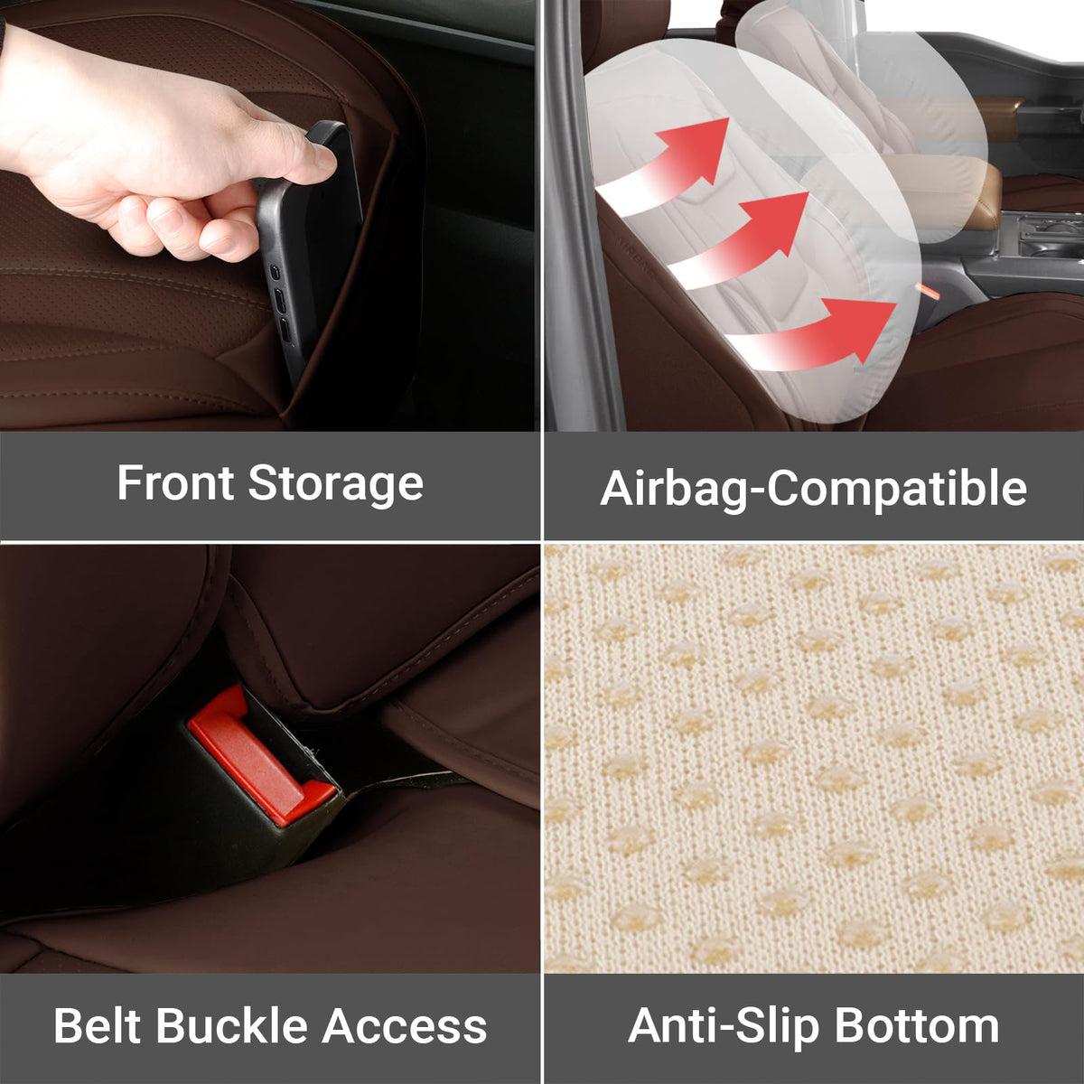 Premium Custom Fit Truck Car Seat Covers Full Set Seat Waterproof (X62 (See Vehicle Size Chart) / Full Set - Dark Brown)