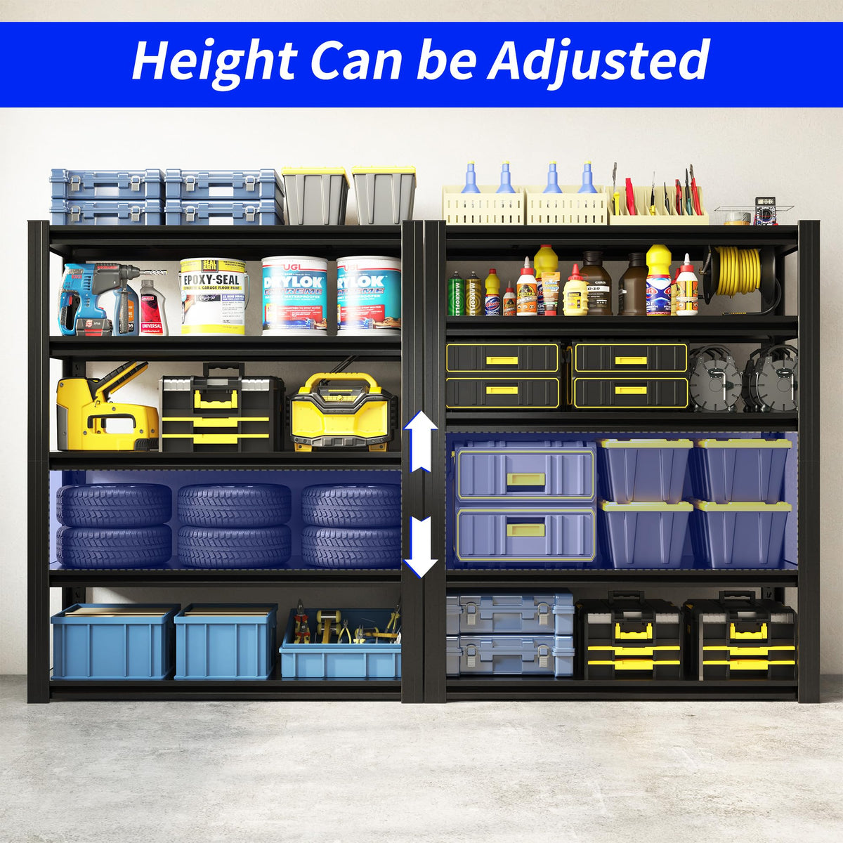 Metal Storage Shelving (Black / 5 Tier - (24"D x 48"W x 72"H))