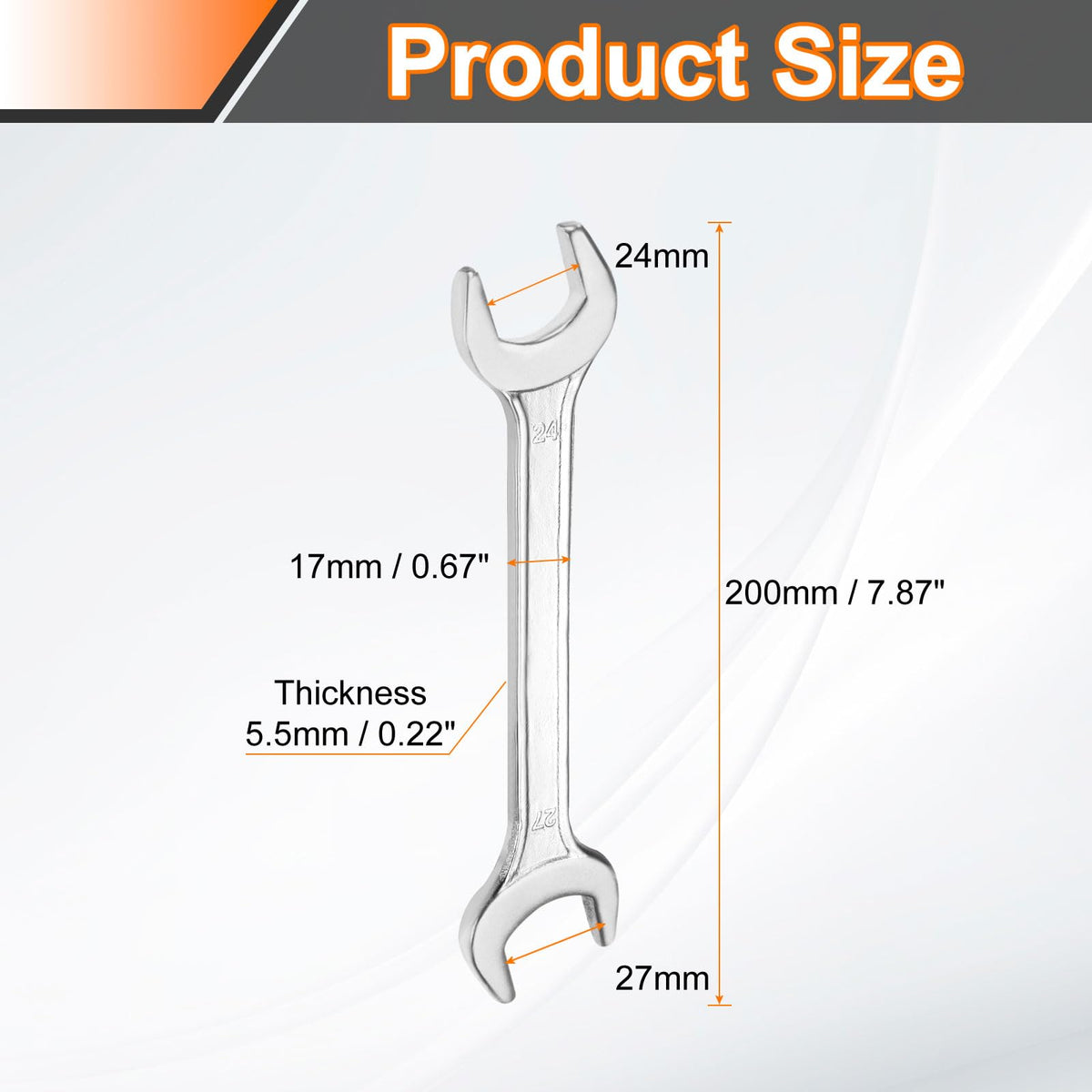 2pcs 24x27mm Double Open End Wrench 15° Offset Angle Wrenches (24mm x 27mm)