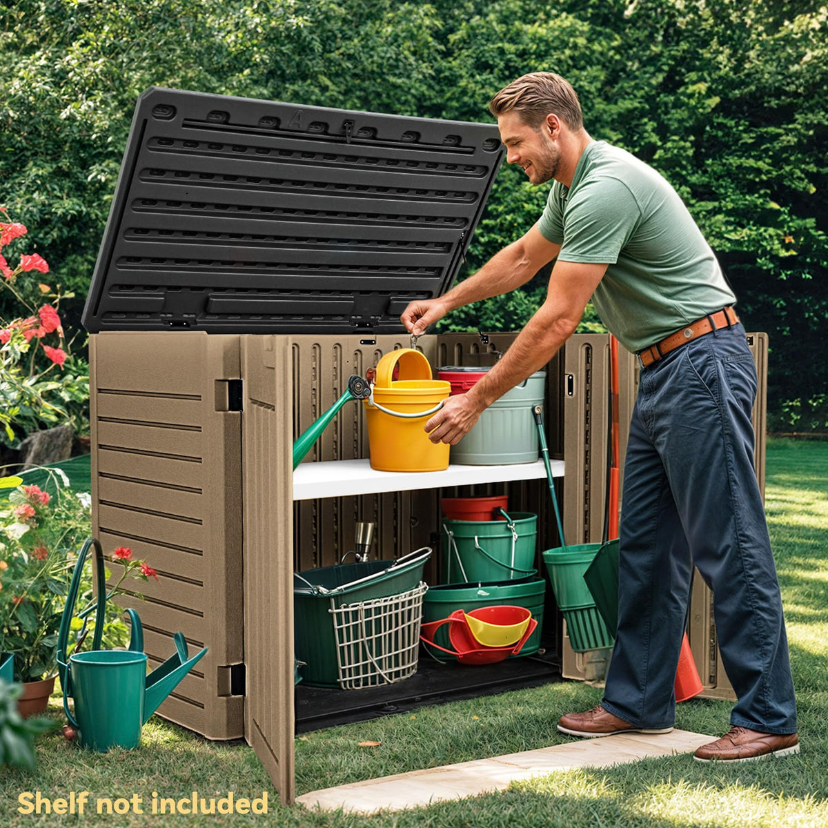 35 Cuft Outdoor Horizontal Storage (Brown / Medium-35 Cu Ft)
