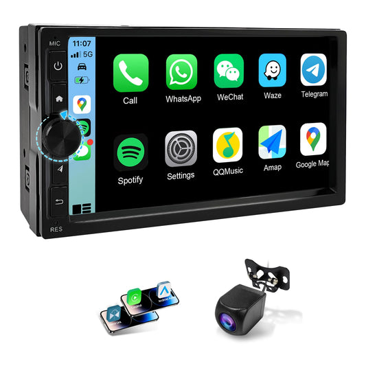 2 Din Car Radio with Wireless CarPlay & Android Auto