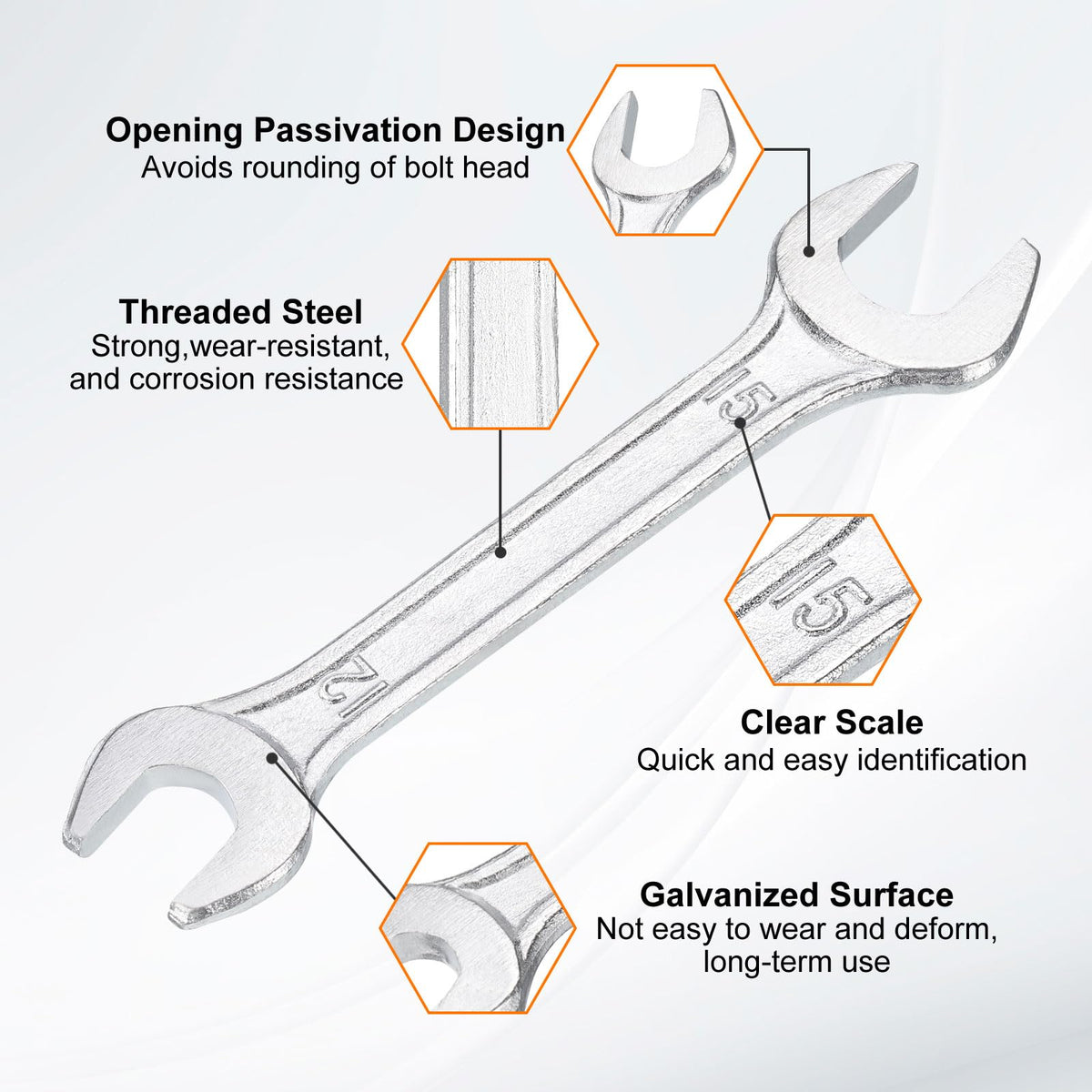 12x15mm Double Open End Wrench 15° Offset Angle Wrenches (12mm x 15mm)
