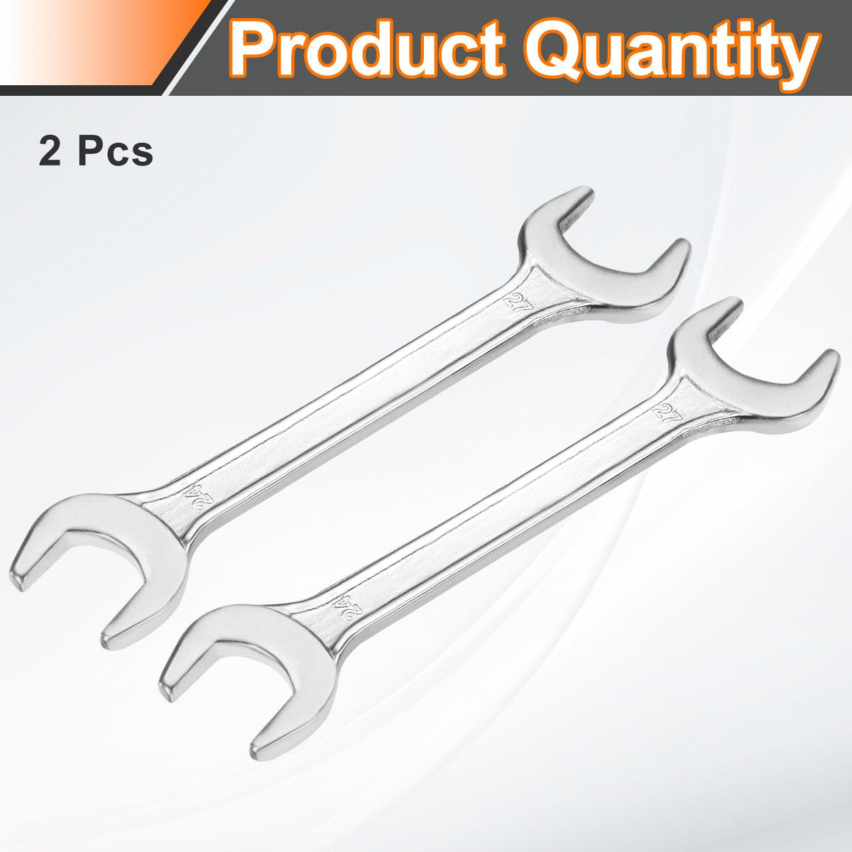 2pcs 24x27mm Double Open End Wrench 15° Offset Angle Wrenches (24mm x 27mm)