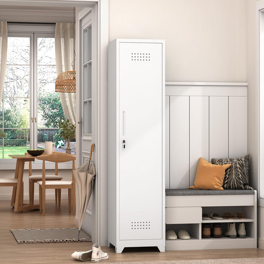 Broom Storage Cabinet (65"H Slim Broom Cabinet / Grey)