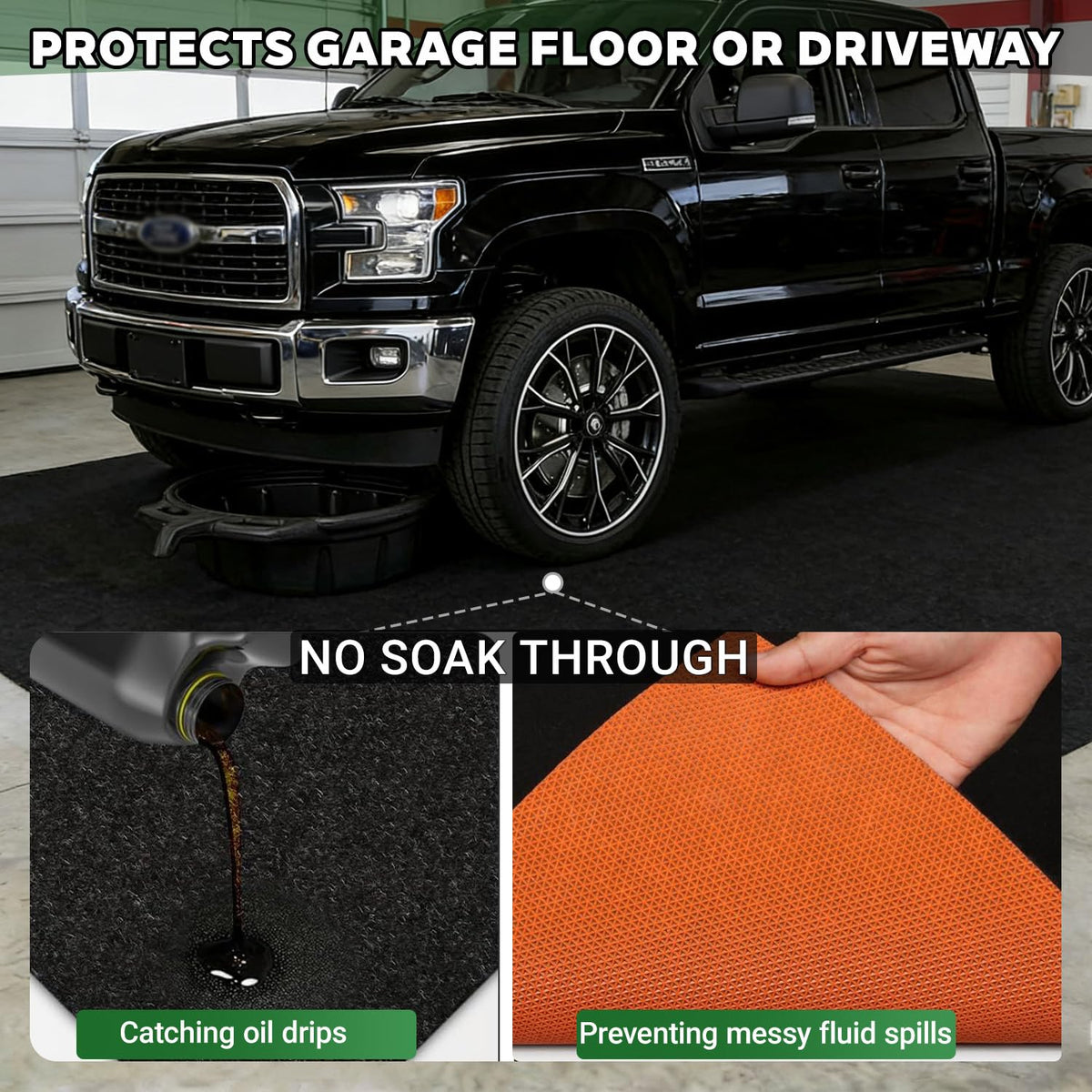 Oil Car Mat for Garage Floor Large 8MM Thick Heavy Rubber Carpet 98x79 (98"L x 79"W x 0.32"Th)