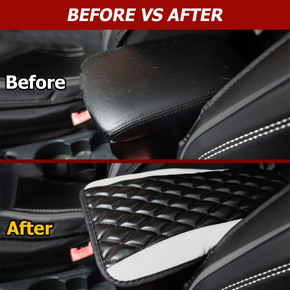 Car Center Console Pad (No Side Storage Pocket / White)