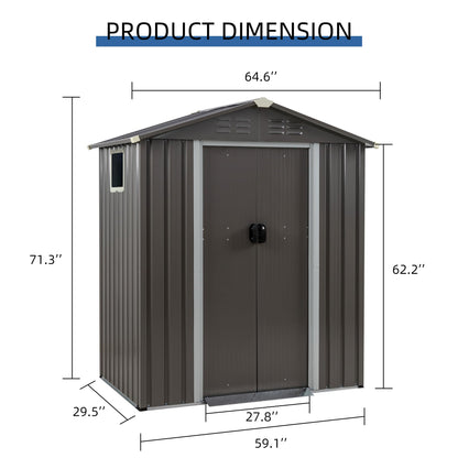 JY QAQA 5x3 FT Metal Outdoor Garden Storage Shed