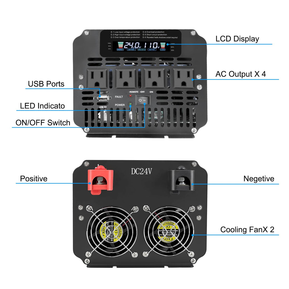 4000 Watt Power Inverter 24V DC to 110V