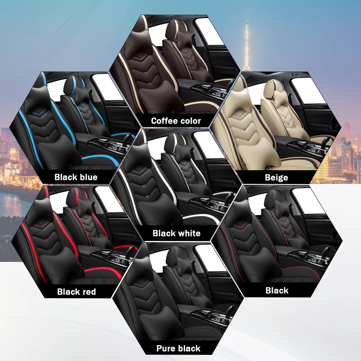 Car Seat Covers for Chrysler Pacifica 2004 (Black / Full Set with Pillow)