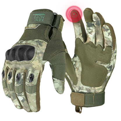 Tactical Gloves for Men (Camo, Microfiber Protection / Large)