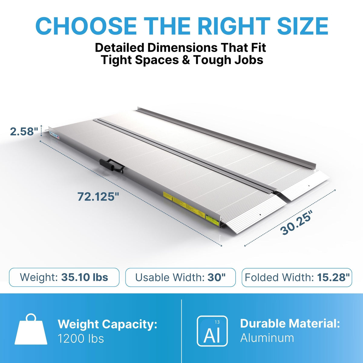 TRAVERSE Aluminum Singlefold Folding Ramp (6 Foot / Singlefold)