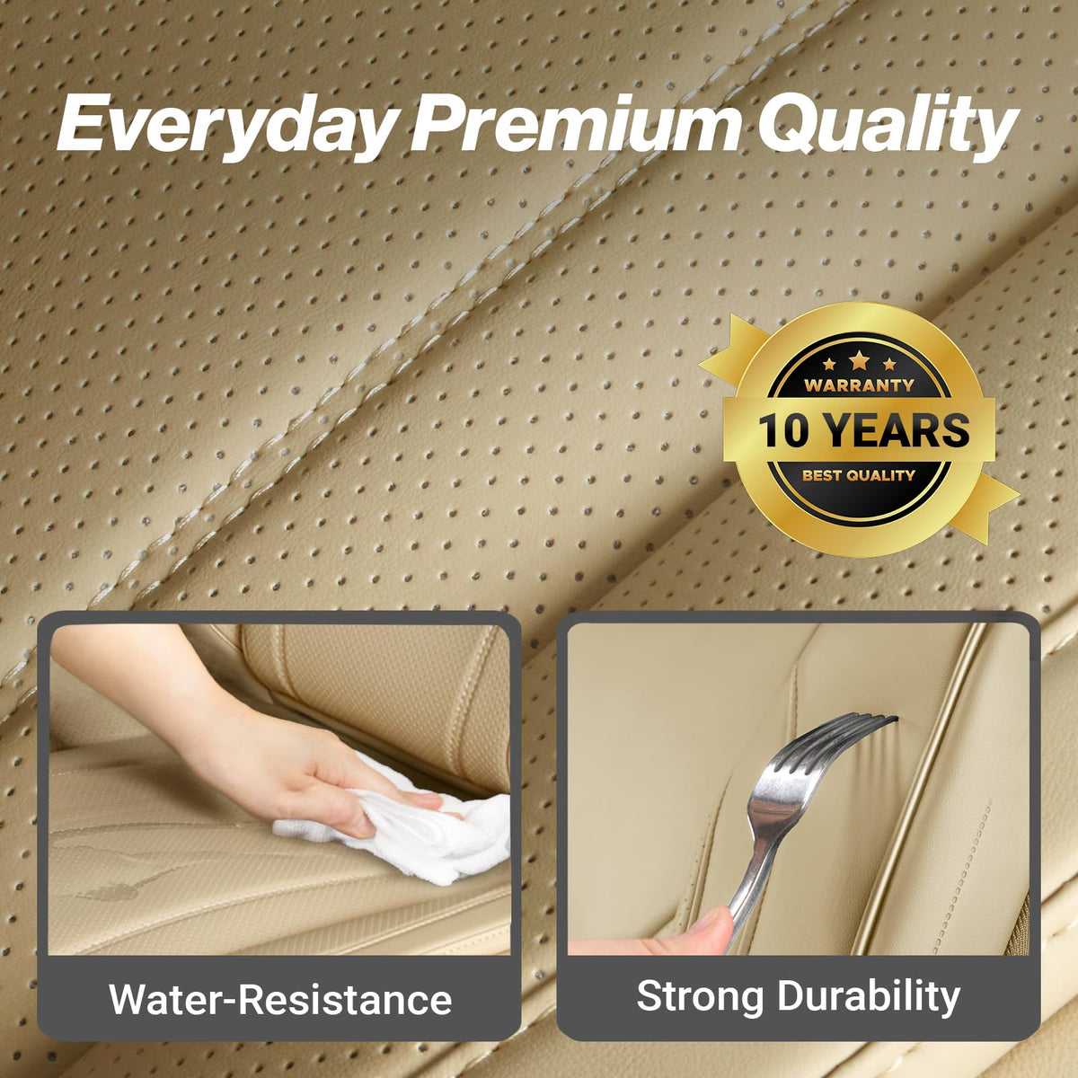 Premium Custom Fit Truck Car Seat Covers Full Set Seat Waterproof (X60 (See Vehicle Size Chart) / Full Set - Beige)