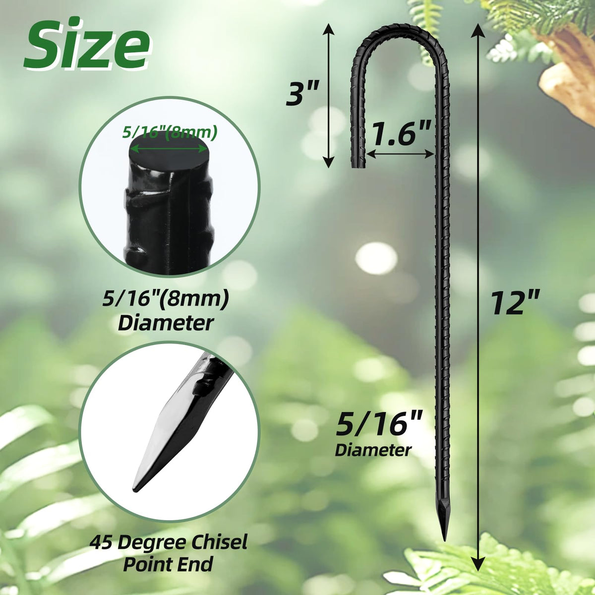 12 Inch Rebar Stakes J Hook Ground Stakes 32