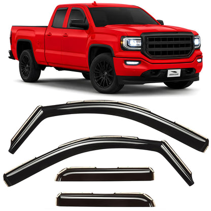 in Channel Extra Durable Rain Guards for Trucks GMC Sierra 2014 (BLACK)
