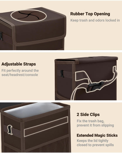 Car Trash Can with Lid (Brown / 3 Gallons)