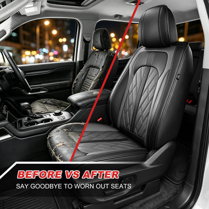 Custom Fit for Ford Ranger Seat Covers 2026 2025 (Full Set 5 Seats #073 Black&Grey)