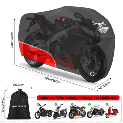 Motorcycle Cover Waterproof Outdoor Storage All Season Protection (Red / 104")