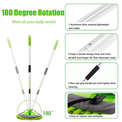 62" Car Wash Brush Mop Kit with Long Handle (Green)