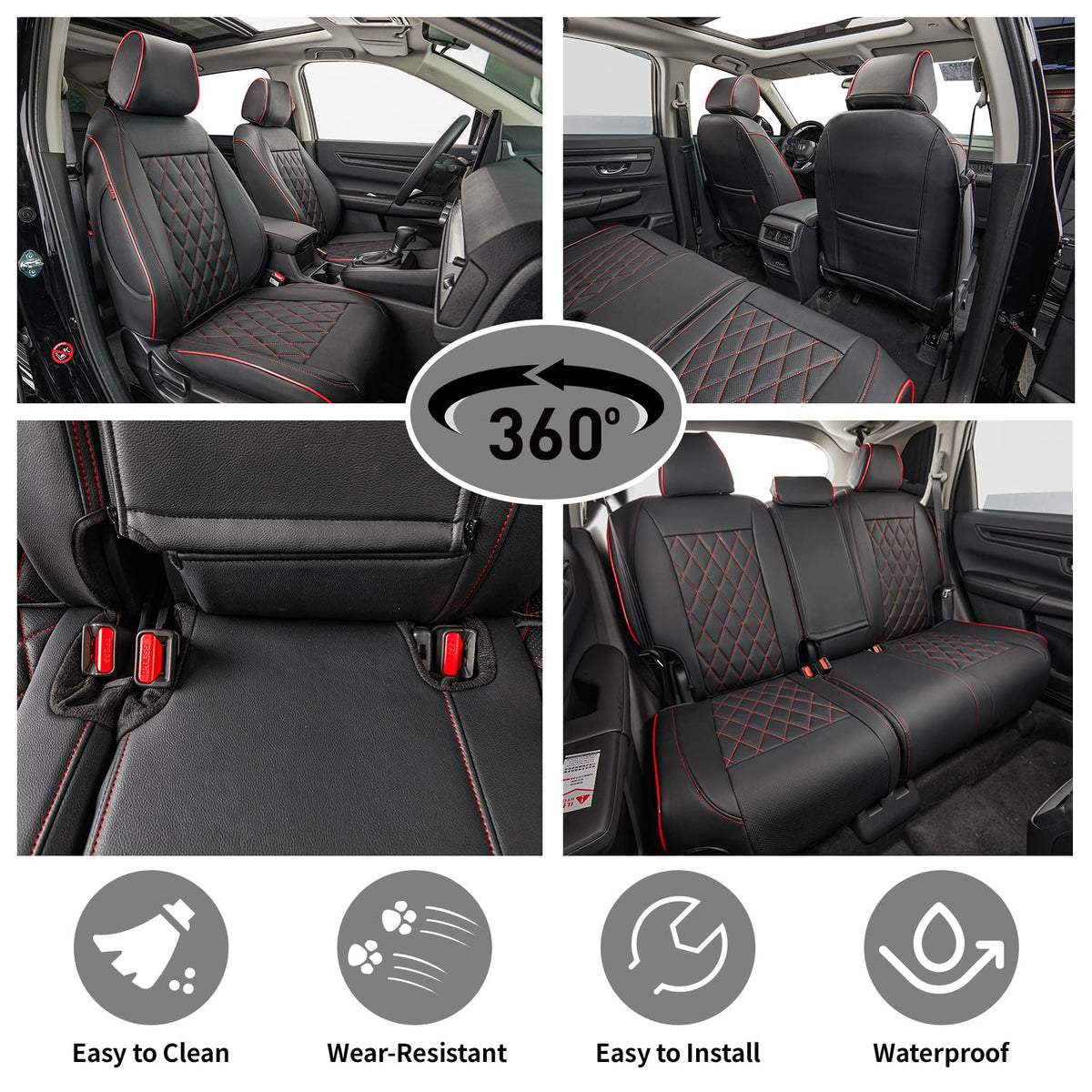 Custom Seat Covers for KIA Sportage 2023 (Black with Red Piping / 2023-2027 Sportage (No LX))