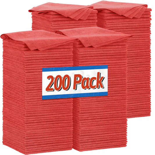 Shop Towels Red Microfiber Cleaning Cloth Bulk (Red / 200PK)