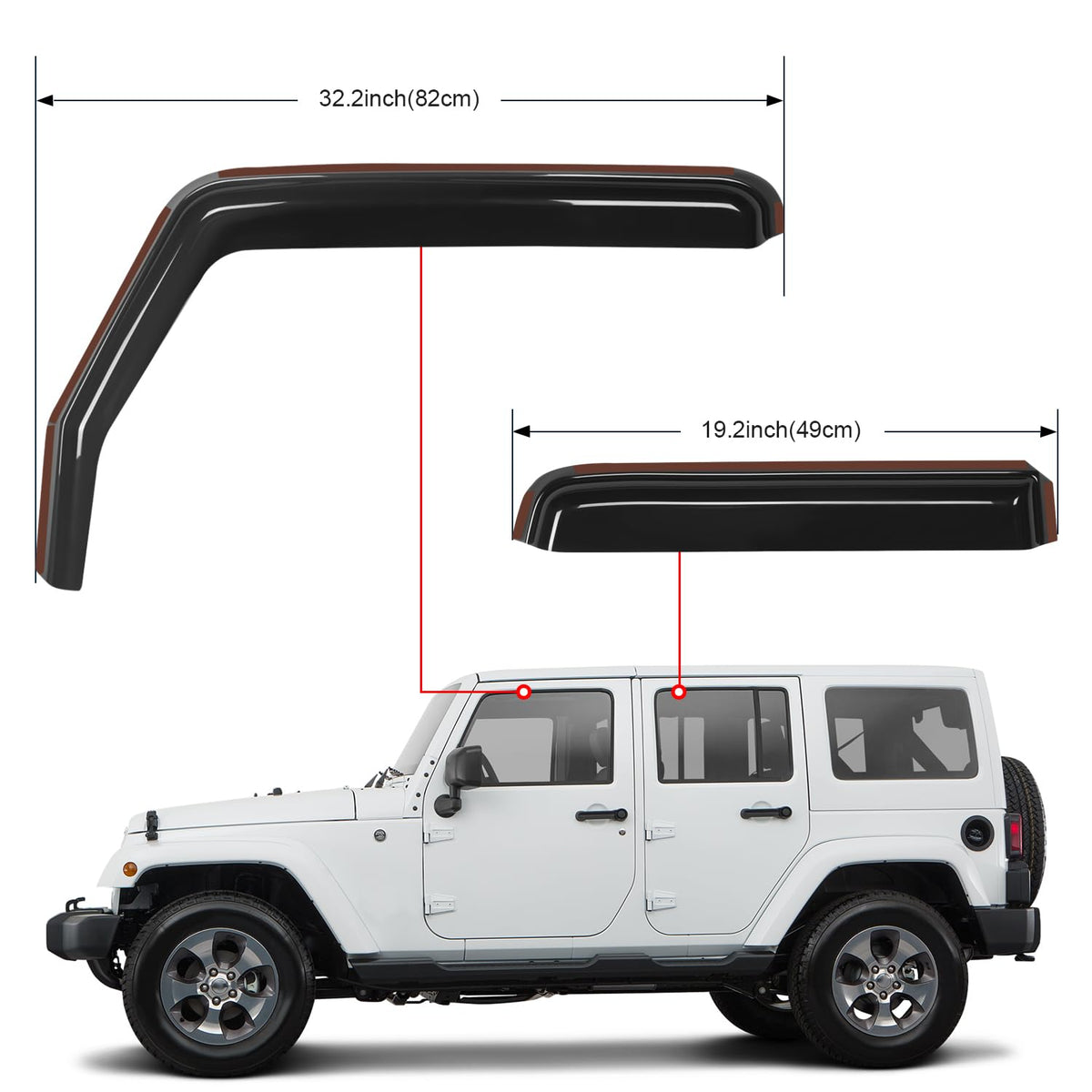 in Channel Rain Guards for Jeep Wrangler JK 2007 (Wrangler JK 2007-2018)
