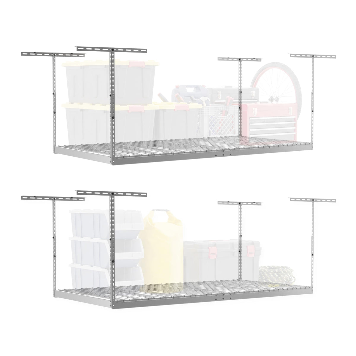 4x8 Overhead Garage Storage Rack 2 (White / 12"-24" (2 Pack))