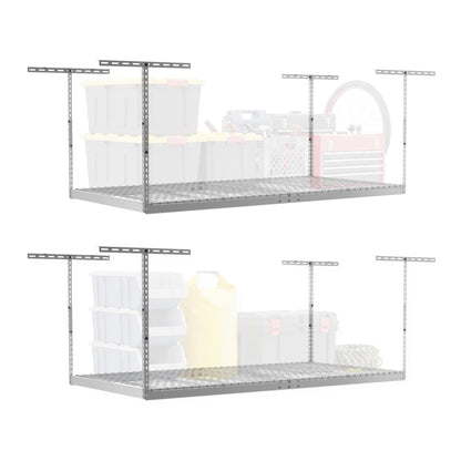 4x8 Overhead Garage Storage Rack 2 (White / 12"-24" (2 Pack))