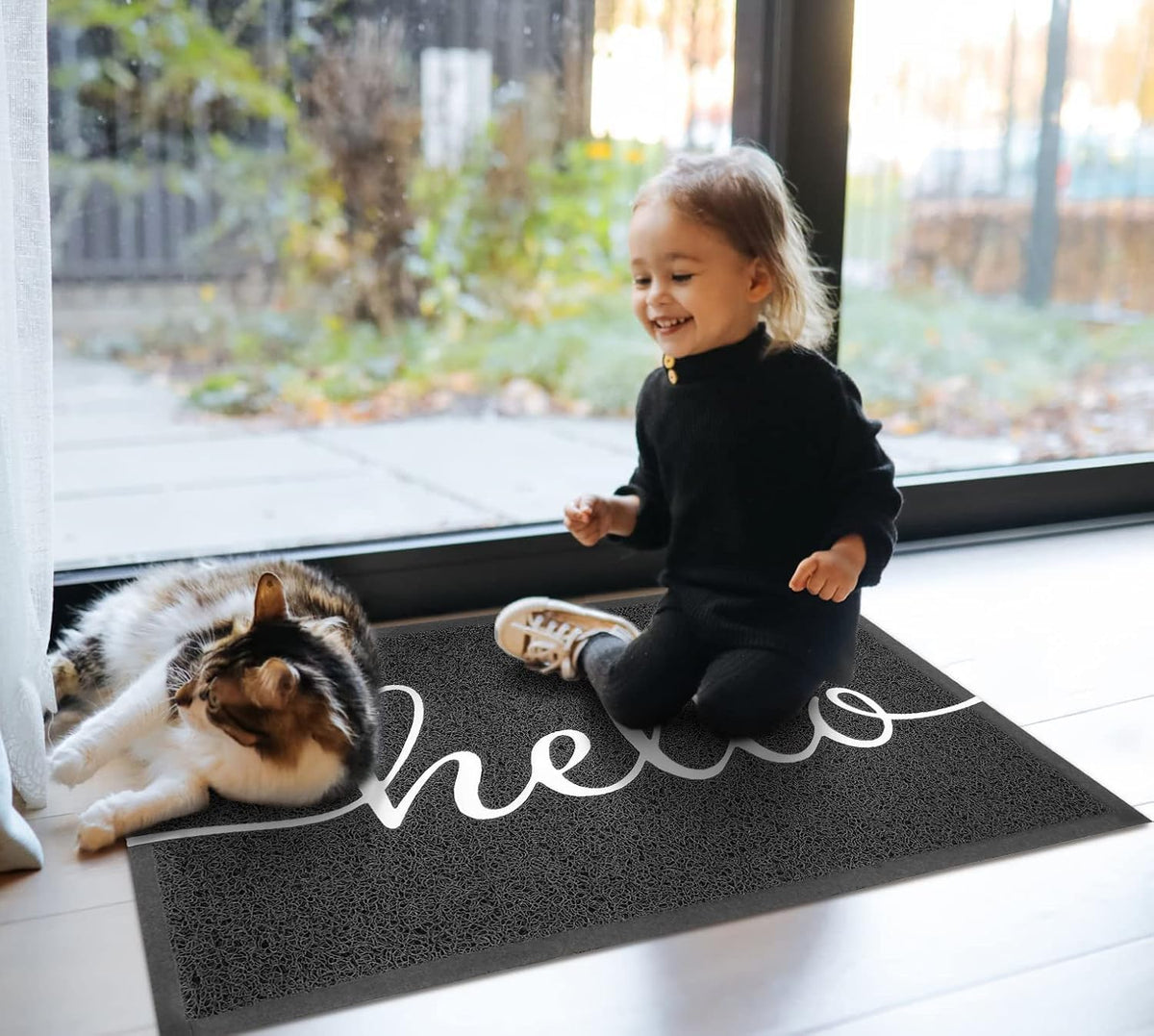 Door Mat Outside Inside Hello Doormat (Hello / 2'6" x 1'6")