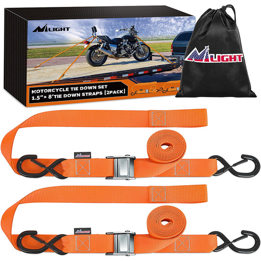 Motorcycle Tie Down Straps 1.5”×8’ for Securing Dirtbikes ATV UTV (1Pc 1.5in x 8ft Motorcycle Tie Down Straps)