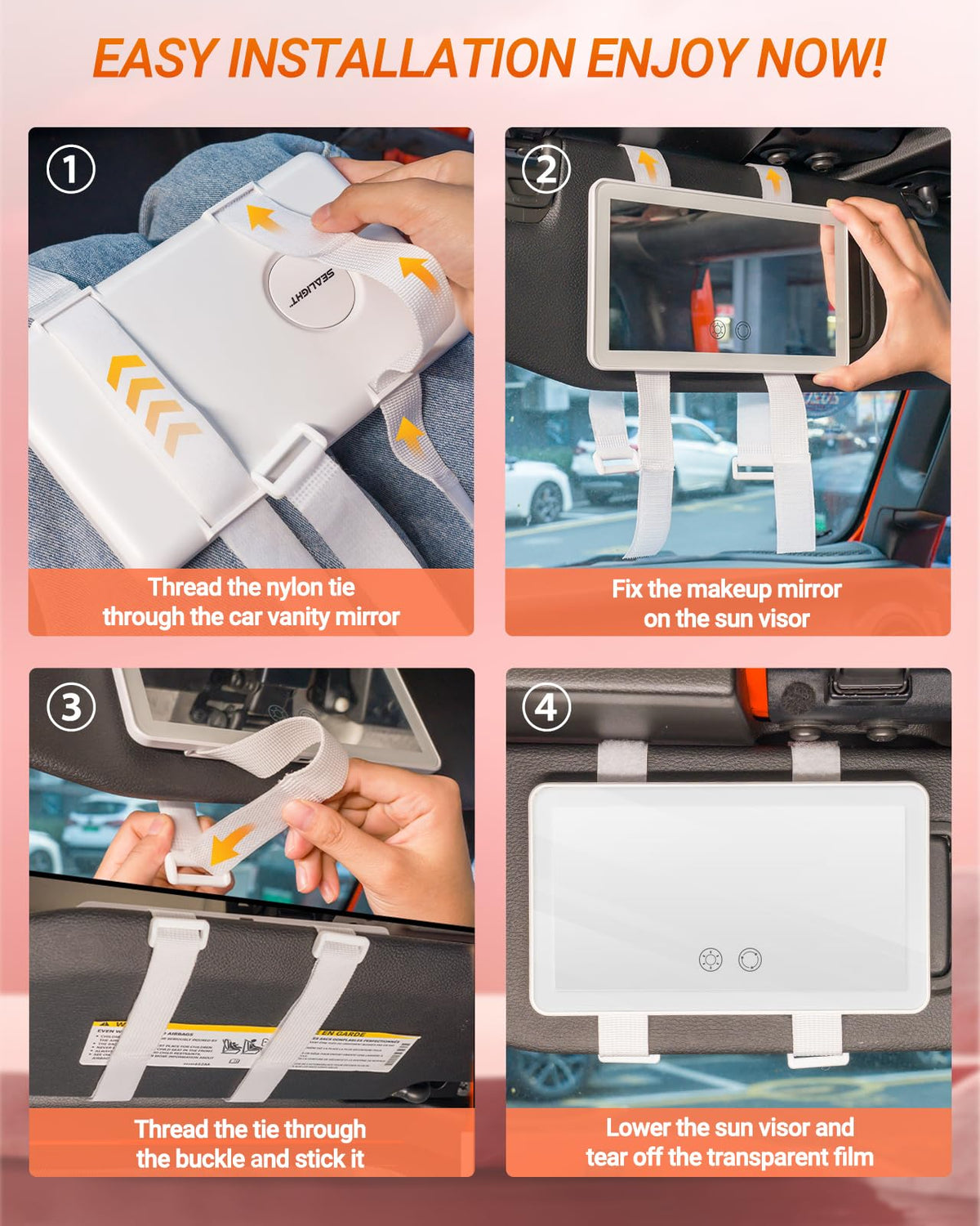 Car Sun Visor Vanity Mirror (White)