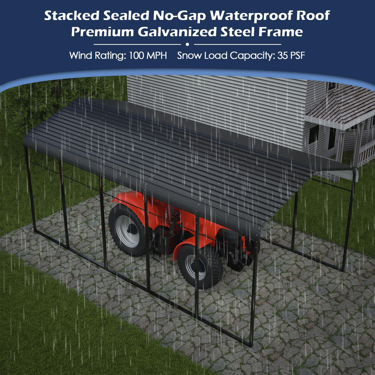 Metal Carport (12x25 FT Black)