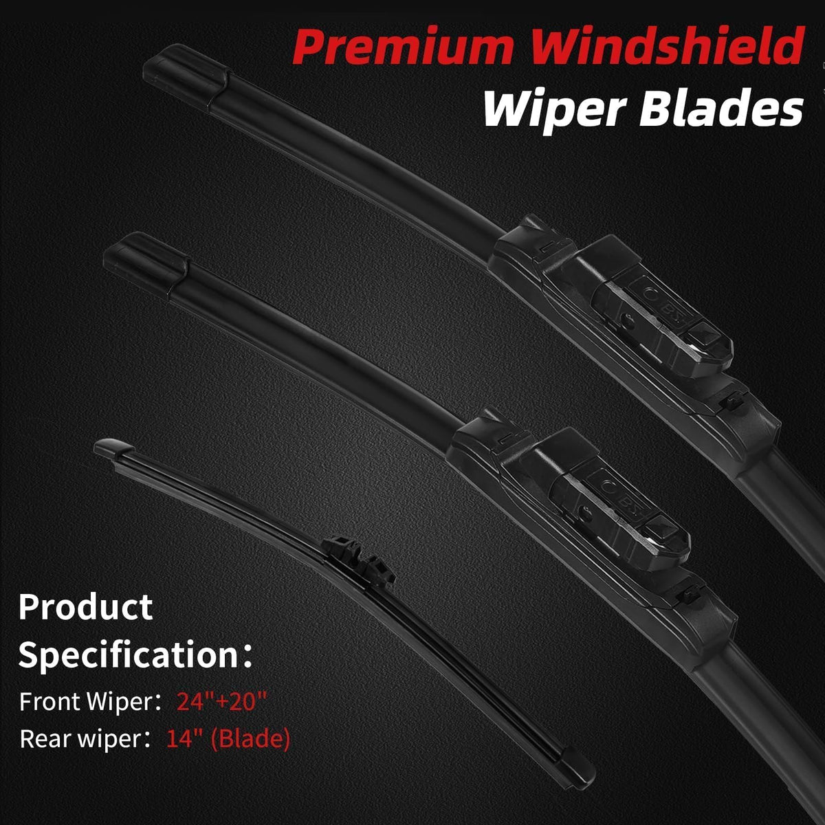 Windshield Wiper Blades for Volvo XC90 XC40 V90 2016 (24"+20"+14")
