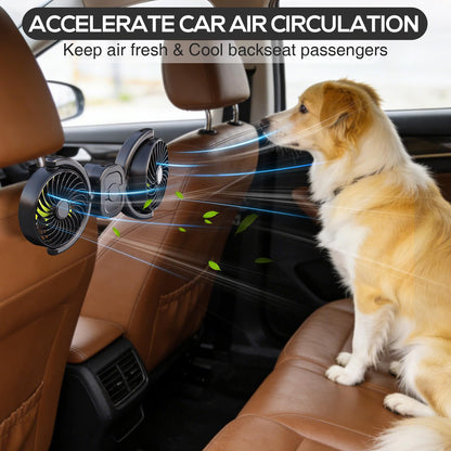 Rechargeable Car Fan for Backseat (Large / Green (Rechargeable))
