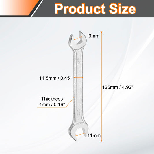 9x11mm Double Open End Wrench 15° Offset Angle Wrenches (9mm x 11mm)