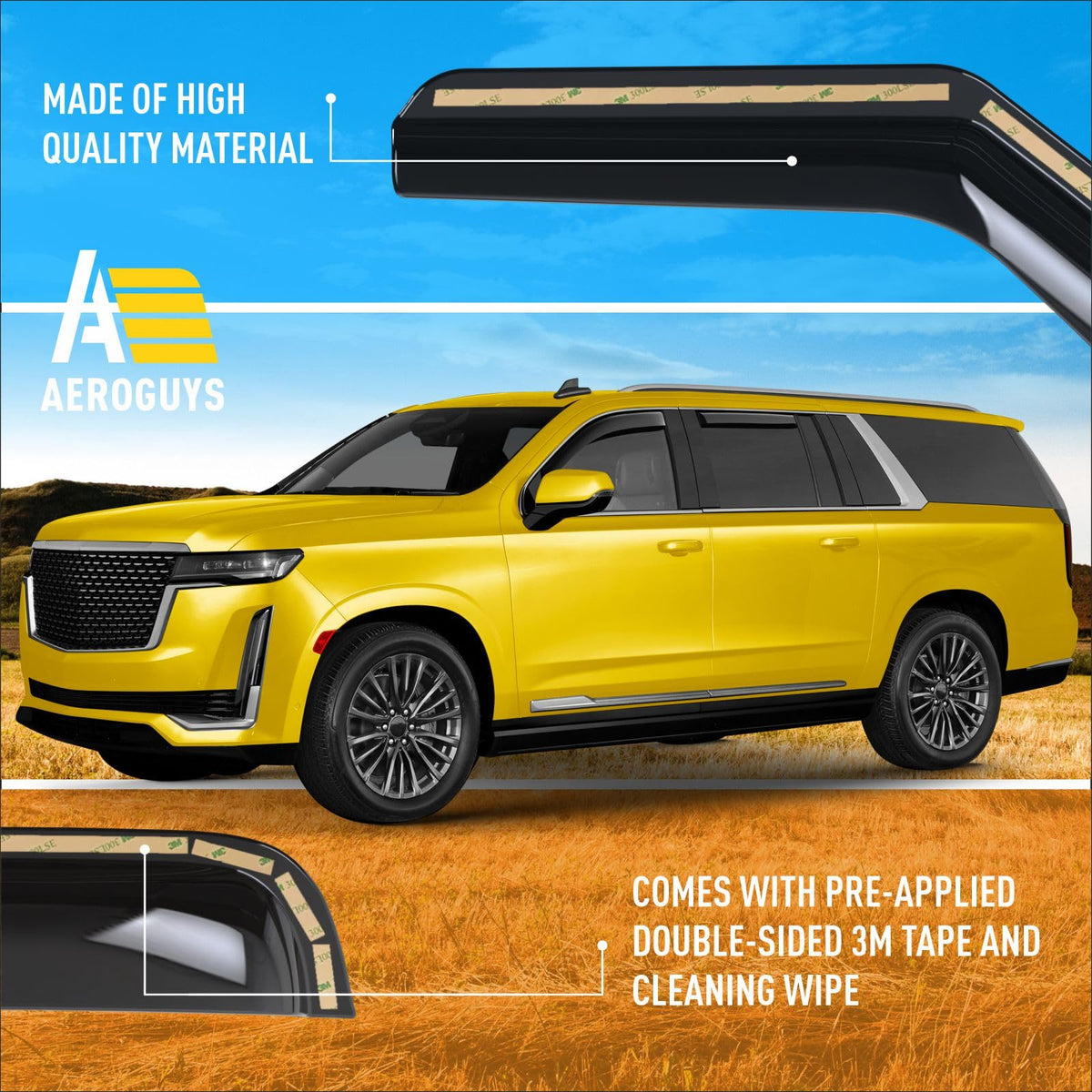 Extra Durable Window Deflectors in (For Cadillac Escalade ESV 21-27)