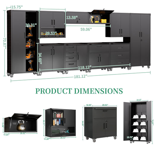 Garage Cabinet System (Black / 10 Pcs-StyleA)