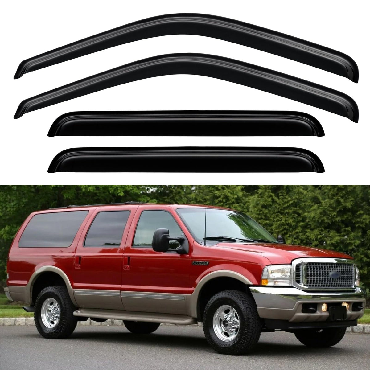 Window Visors Rain Guards for 2000 2001 2002 2003 2004 2005 Ford Excursion (2000-2005 Ford Excursion)
