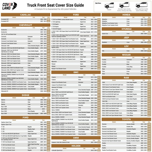 Premium Custom Fit Truck Car Seat Covers Front Seats Waterproof (A16 (See Vehicle Size Chart) / Front - Dark Gray)