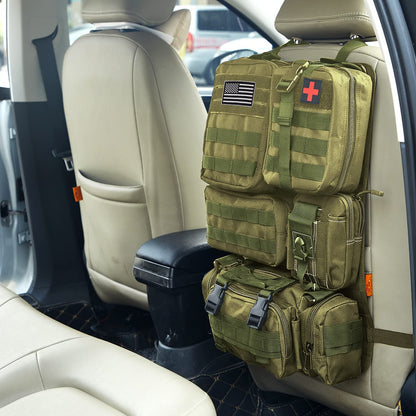 Universal Tactical Seat Back Organizer Vehicle Molle Panel Organizer Storage Bag with 5 Detachable Molle Pouch for All Vehicel Such as Jeep (A model-Military Green)