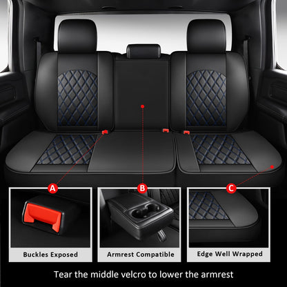 Dodge Ram Seat Covers Full Set For 2009 (Black and Blue / Full Set (Flat Back))