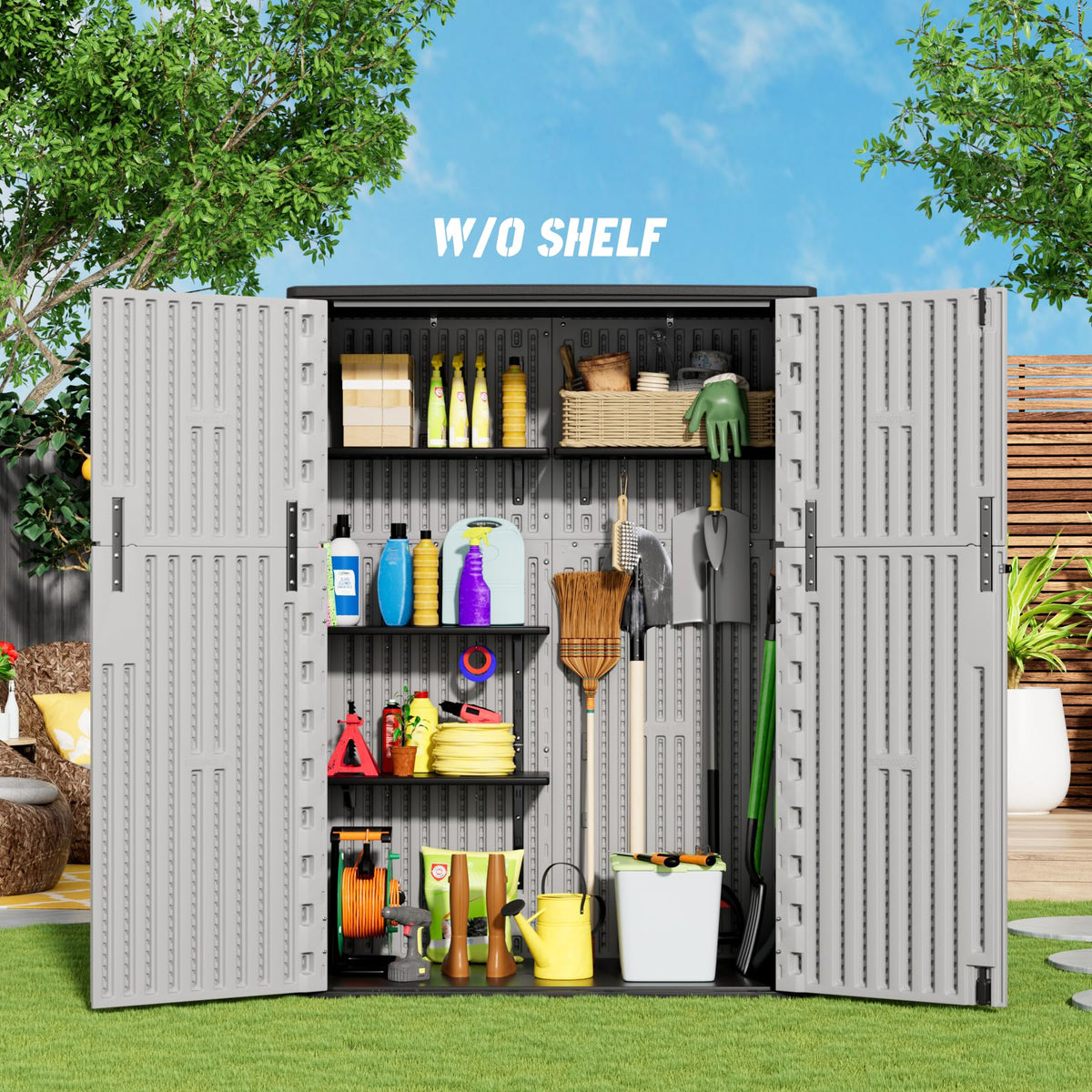 Outdoor Vertical Storage Sheds (Gray / 57Cu.ft)