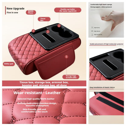 5-In-1 Center Console Cover Organizer, Grid, Black-Red (Grid+ / Black&red)