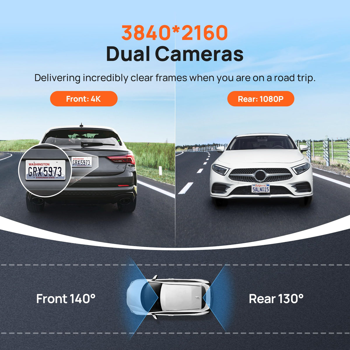 4K Dash Cam Front and Rear with STARVIS