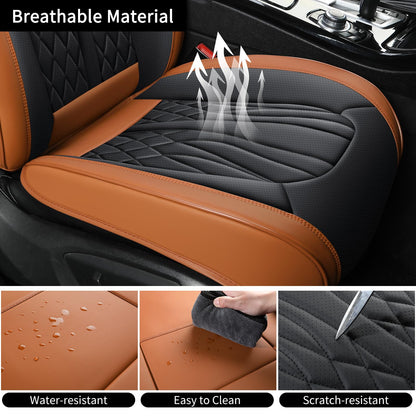 Leather Car Seat Covers (Brown&black/Full Set)