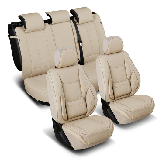 Premium Custom Fit Truck Car Seat Covers Full Set Seat Waterproof (X60 (See Vehicle Size Chart) / Full Set - Beige)