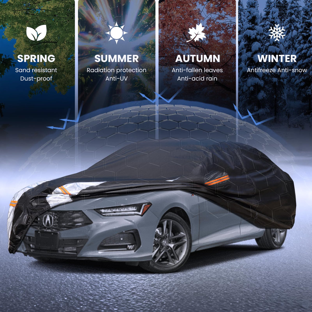 Multi Layer Car Cover Custom Fit for Acura TLX (Custom Fit Acura TLX / Sedan car cover)
