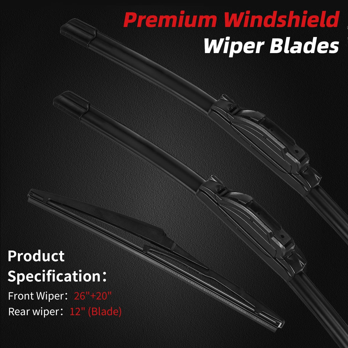 Windshield Wiper Blades for Toyota Highlander 2008 (26"+20"+12")
